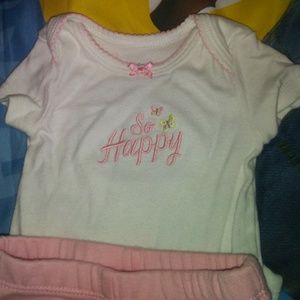 Pink and white new onesie and pant set
